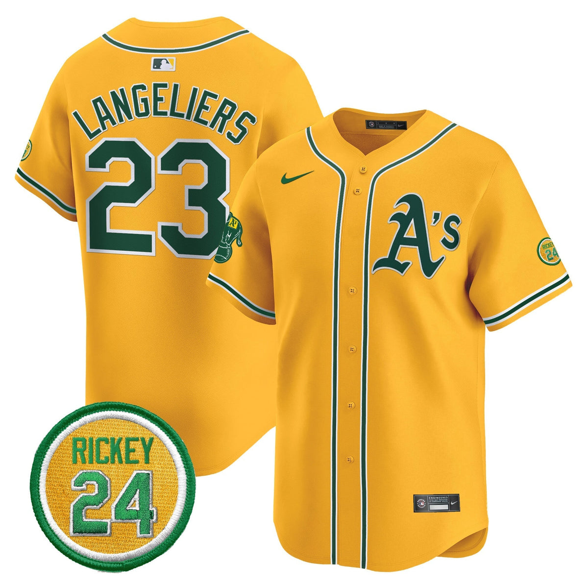 OAK Rickey Henderson Patch Vapor Premier Limited Jersey - All Stitched