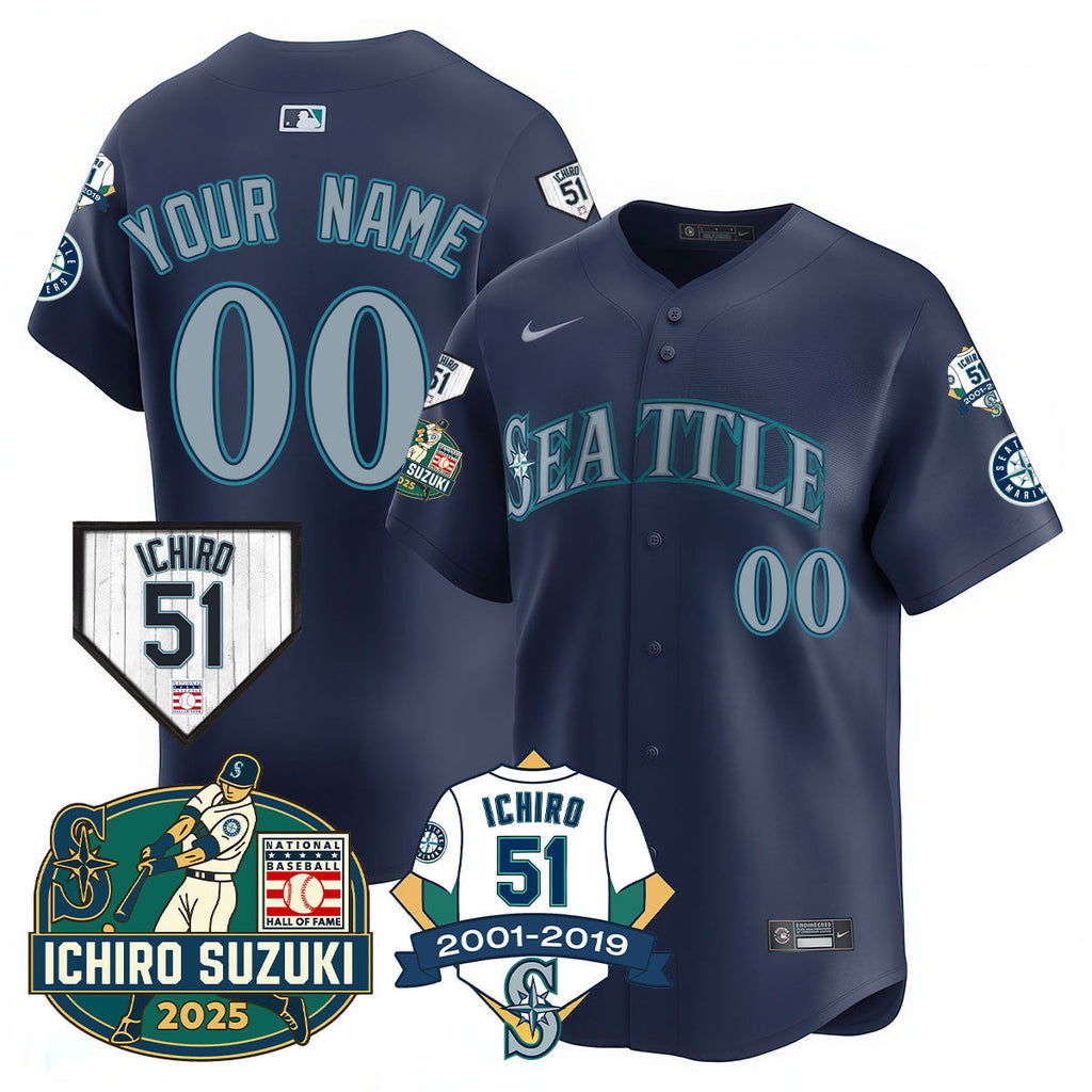 SEA Ichiro Number Retirement Jersey - All Stitched