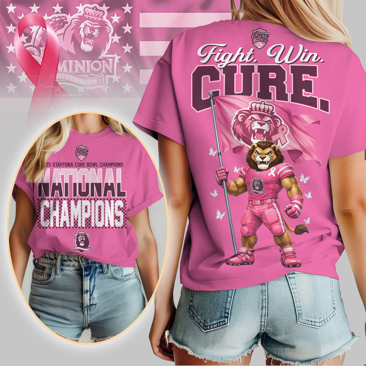 Old Dominion Monarchs | Premium NCAA 2025 StaffDNA Cure Bowl Champions 3D Shirt TD