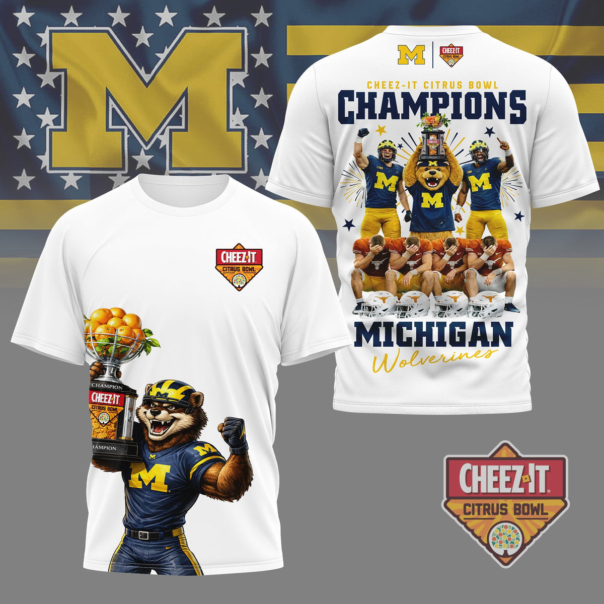Michigan Wolverines | Premium NCAA Citrus Bowl Champions 3D Shirt HI