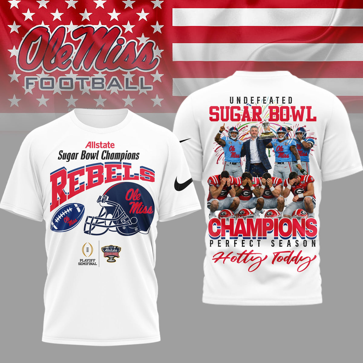 Ole Miss Rebels | Premium NCAA Sugar Bowl Champions 3D Shirt HI