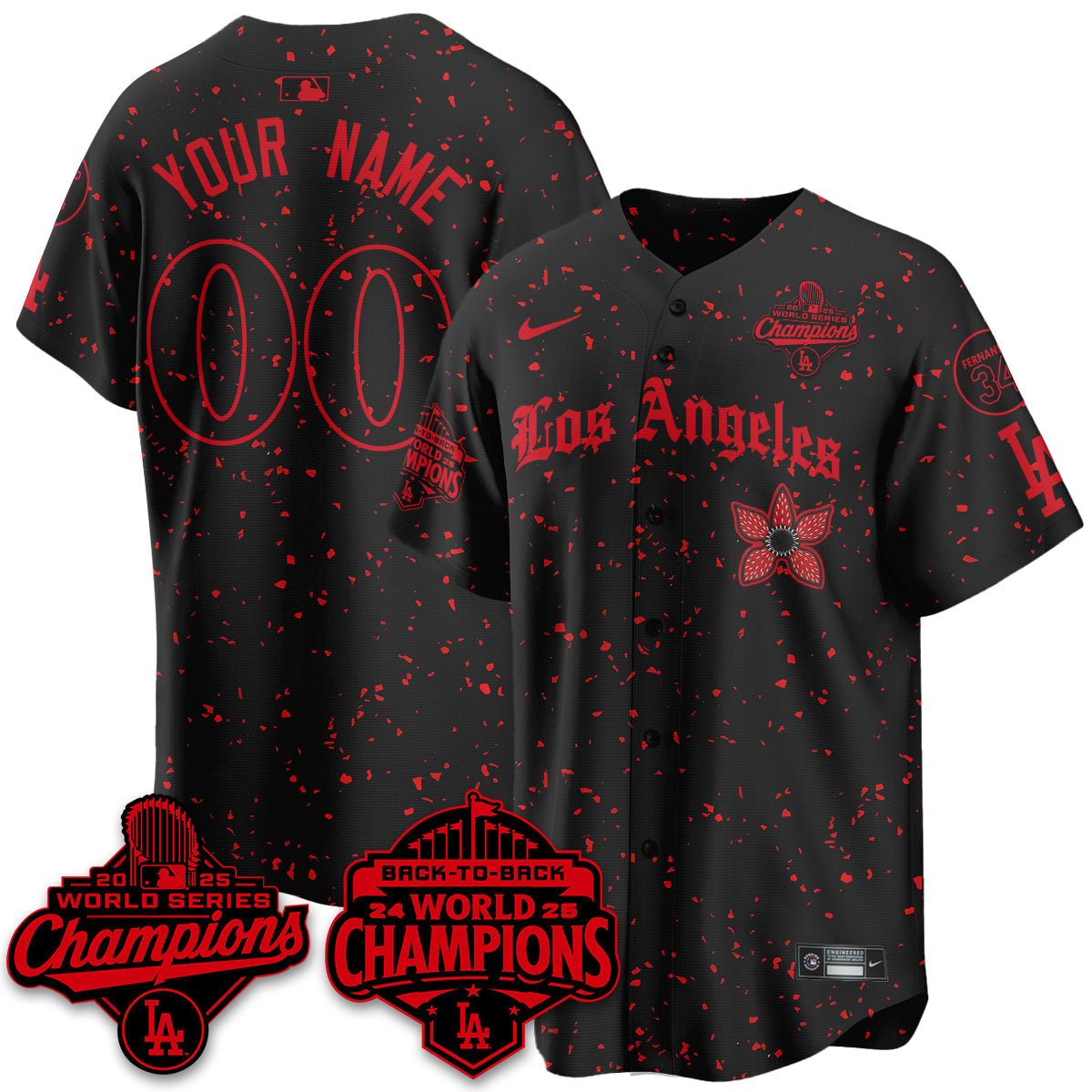 LAD 2025 World Series Champions x Stranger Things Vapor Premier Jersey - All Stitched