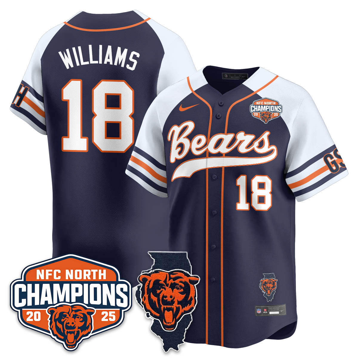 CHI  NFC North Division Champions Vapor Limited Baseball Men Jersey - All Stitched