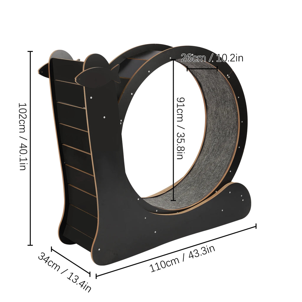 110*34*102cm Cat Exercise Wheel Large Cat Treadmill with Carpeted Runway Cat Sport Toy Fitness Weight Loss Device for Cats